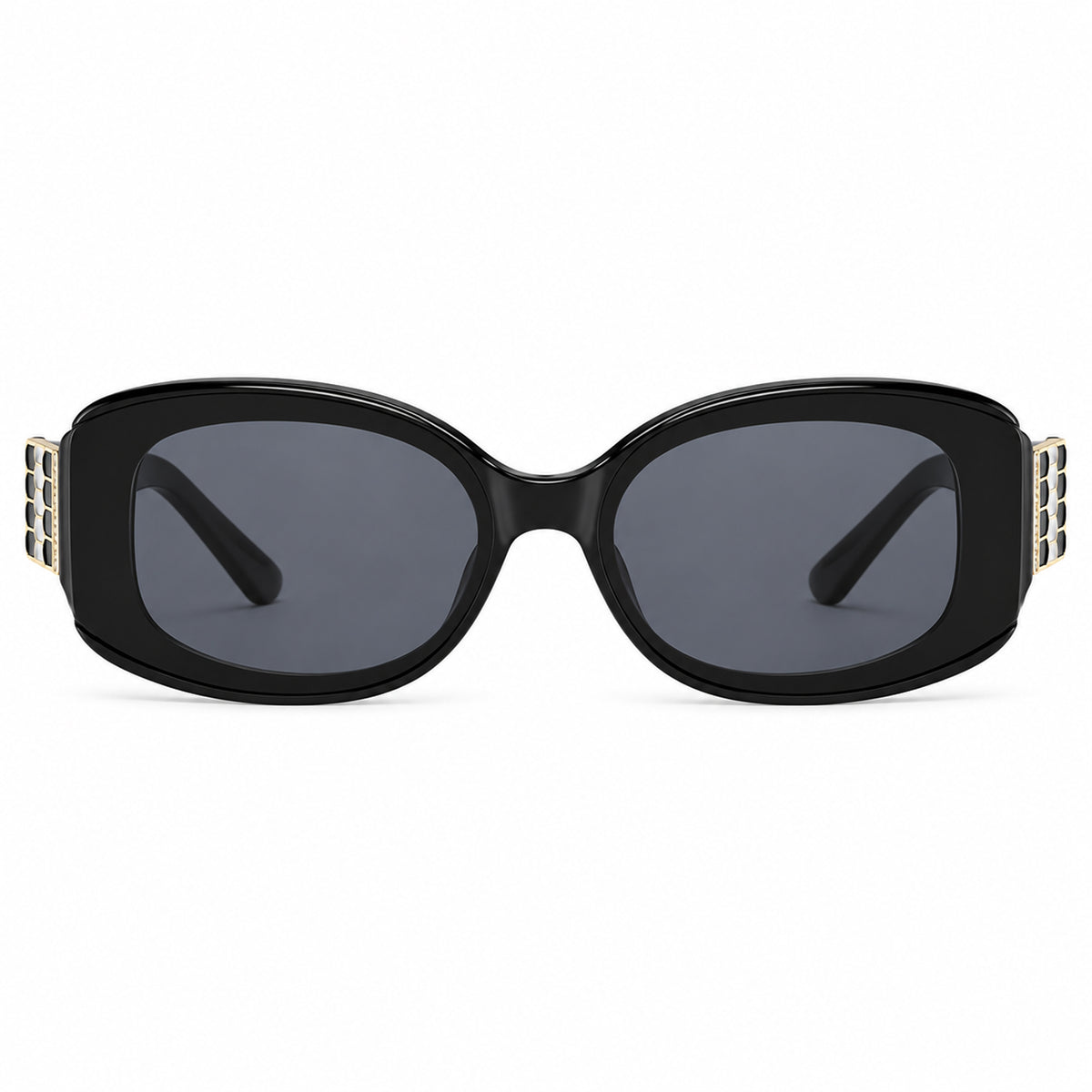 Gilded Rhinestone Oval Sunglasses