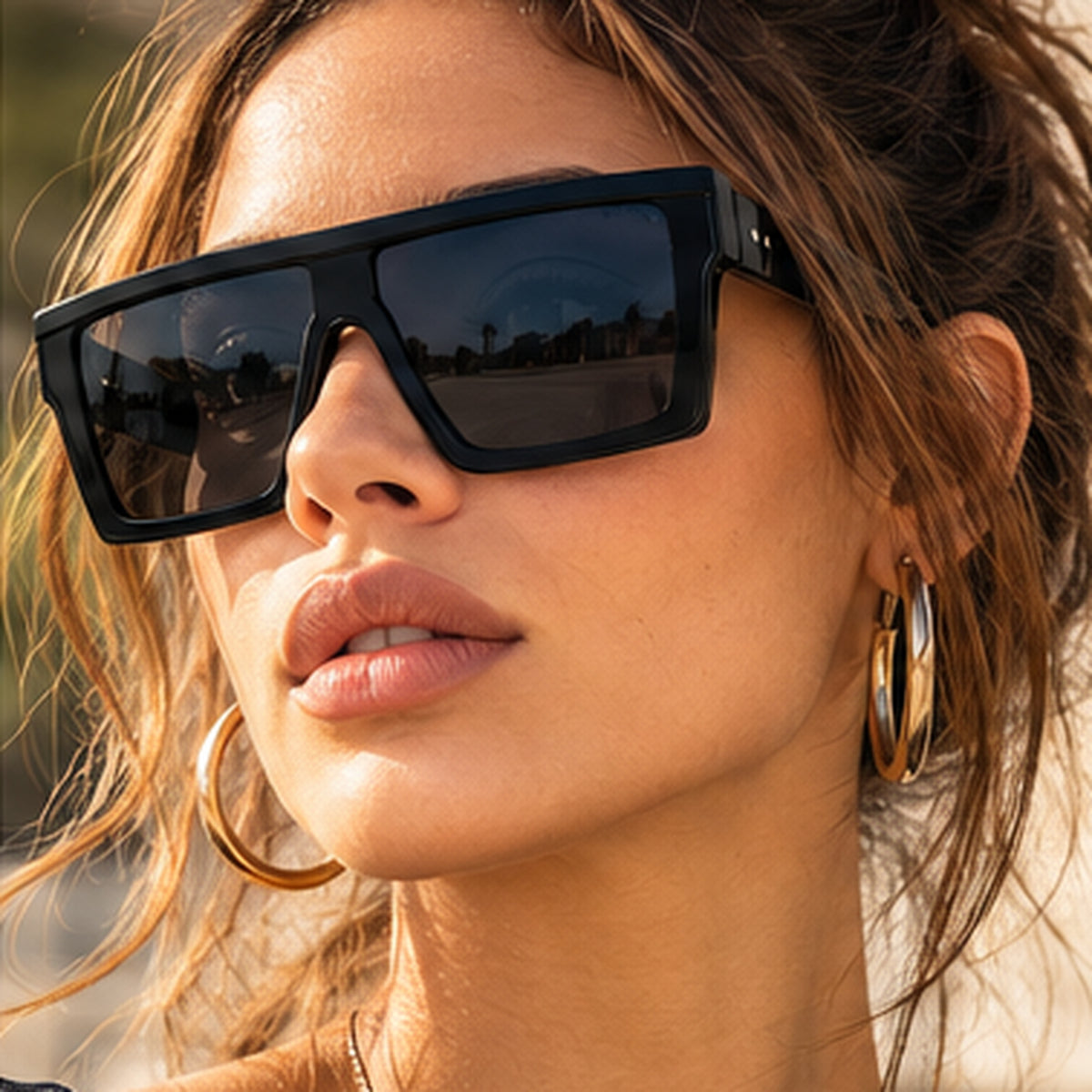 Oversized Shield Sunglasses Unisex Fashion 100% UV Protection Large Frame