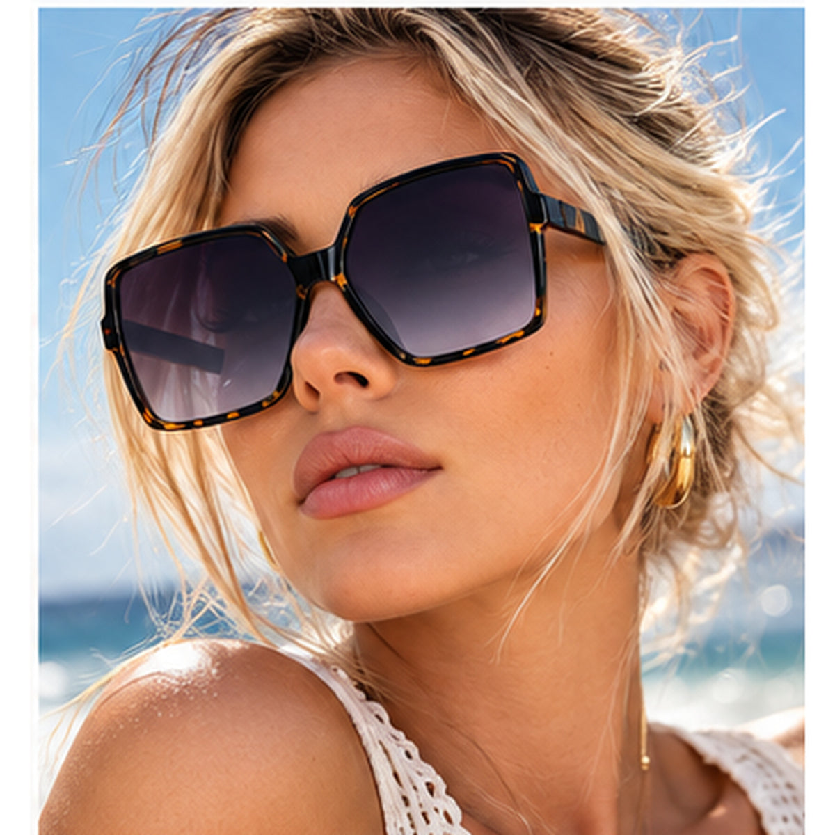 Oversized Square Fashion Sunglasses UV400 Women Designer Shades