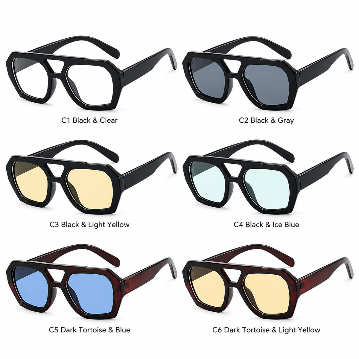 Retro Oversized Square Sunglasses UV400 Fashion Shades Men and Women