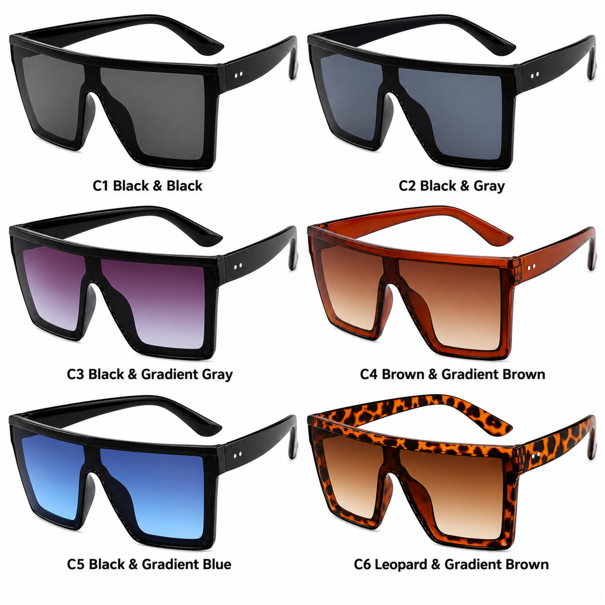 Oversized Shield Sunglasses Unisex Fashion 100% UV Protection Large Frame