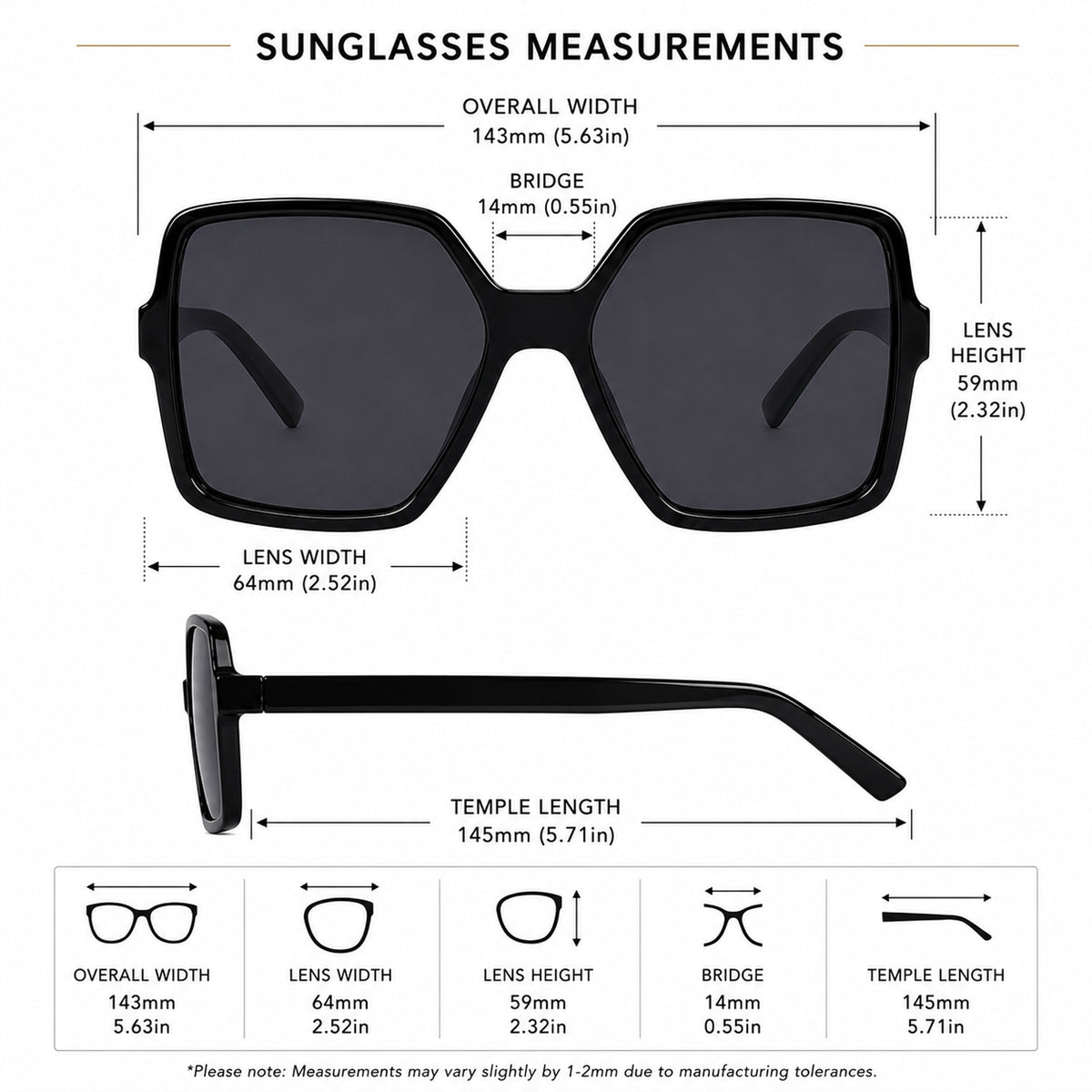 Oversized Square Fashion Sunglasses UV400 Women Designer Shades