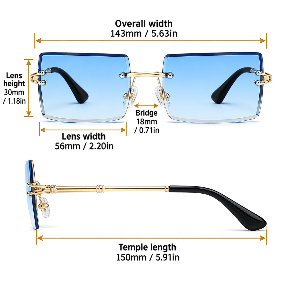 Loft Metal Rimless Rectangle Sunglasses - photo 8