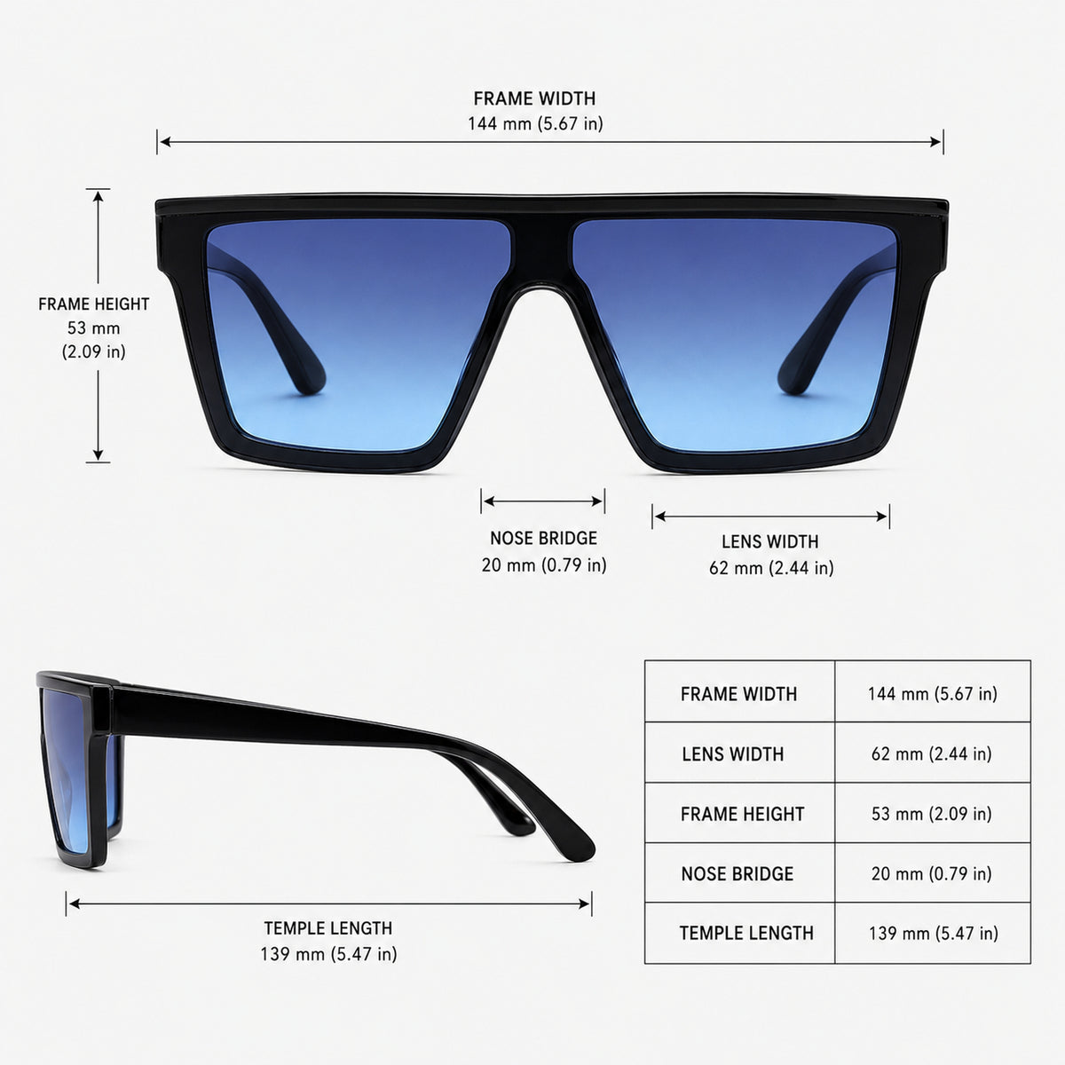 Oversized Shield Sunglasses Unisex Fashion 100% UV Protection Large Frame