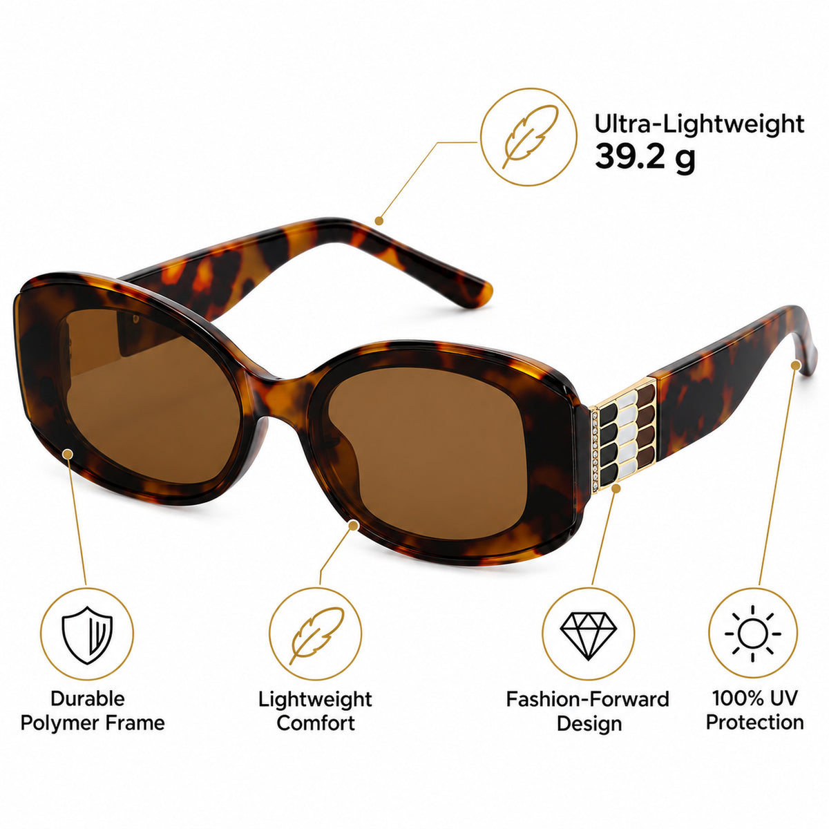 Gilded Rhinestone Oval Sunglasses