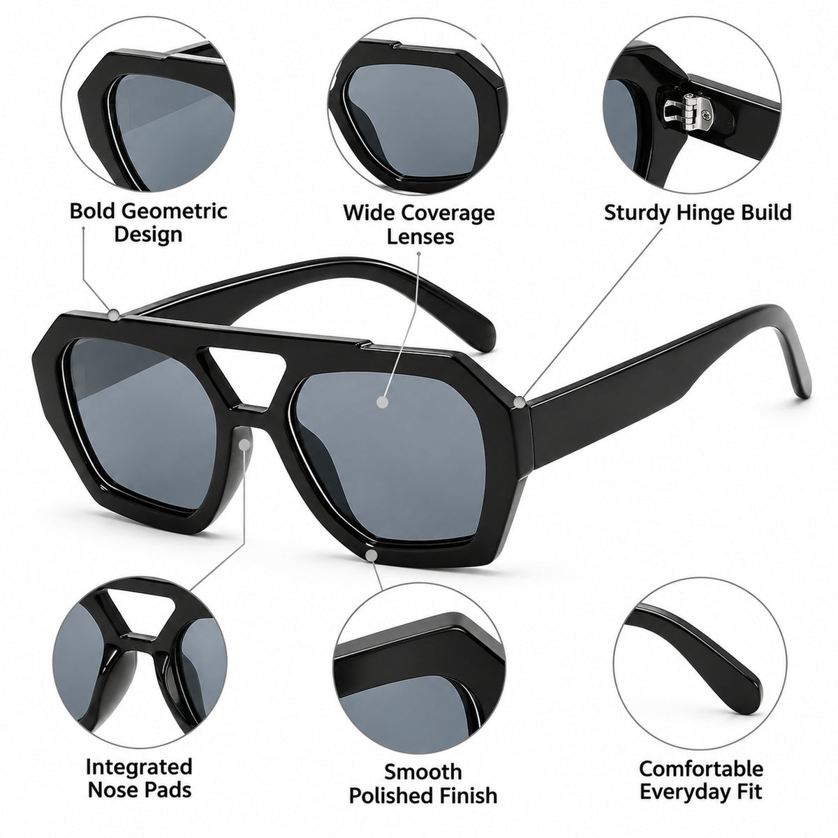 Retro Oversized Square Sunglasses UV400 Fashion Shades Men and Women