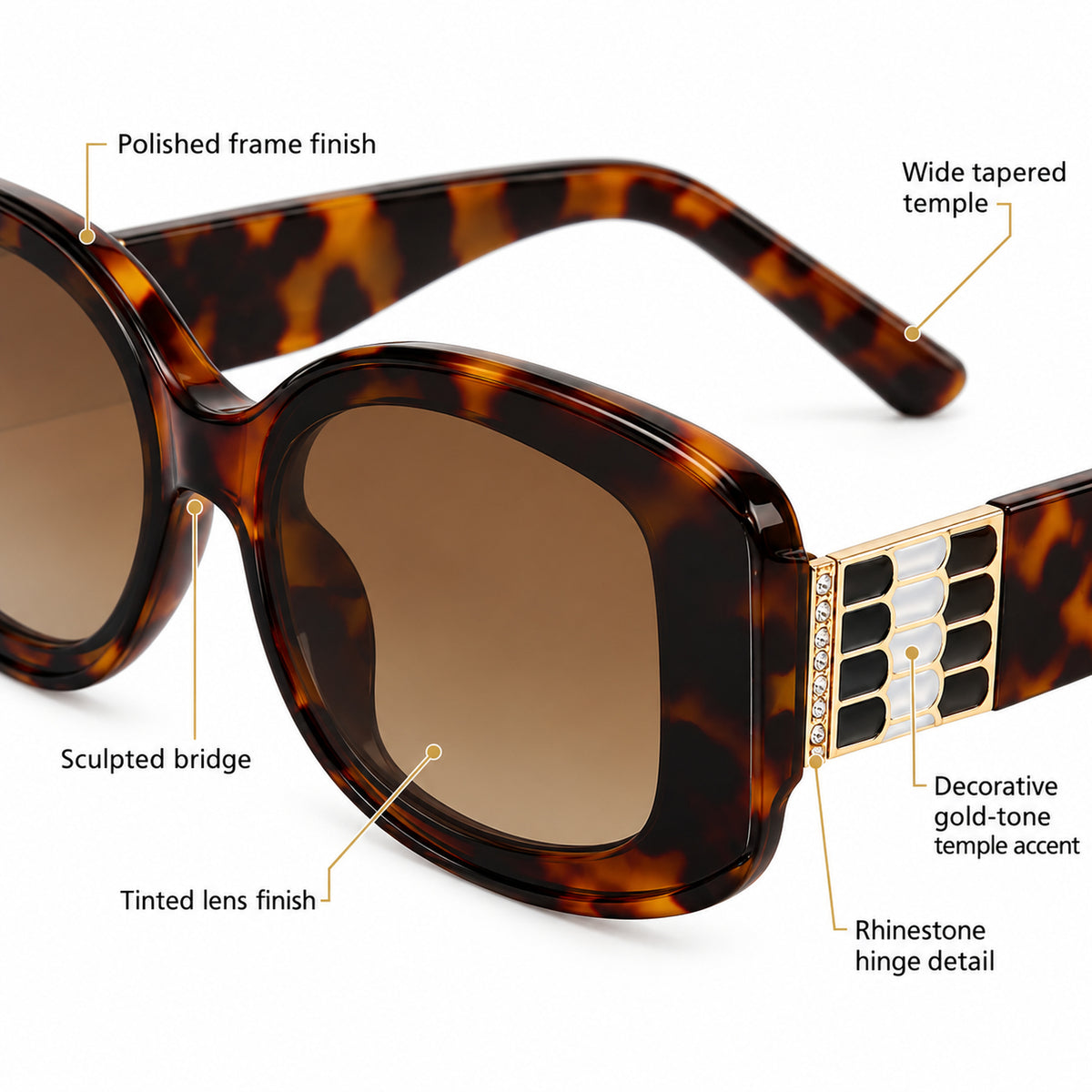 Gilded Rhinestone Oval Sunglasses