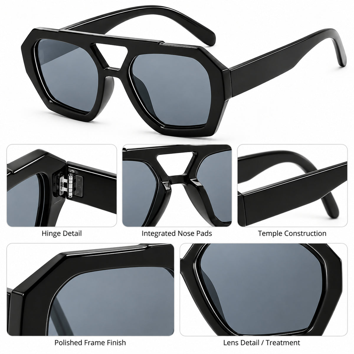 Retro Oversized Square Sunglasses UV400 Fashion Shades Men and Women