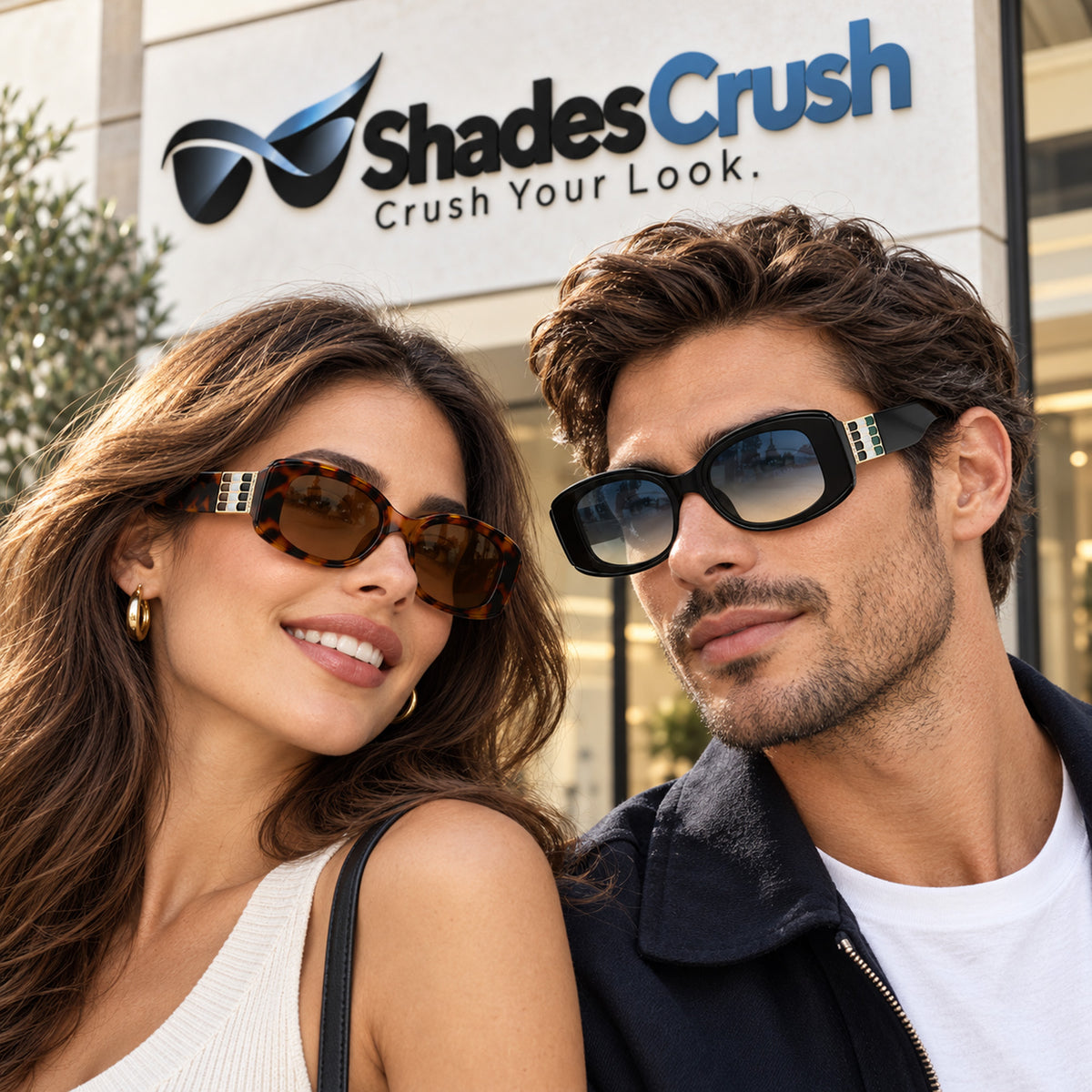 Gilded Rhinestone Oval Sunglasses
