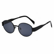 Laureate Polarized Metal Oval Sunglasses in C1 Black Gray