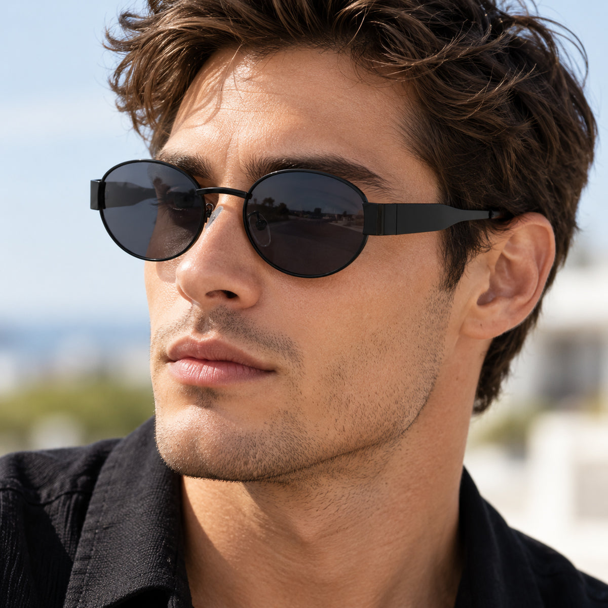 Sunglasses Polarized Oval Unisex Metal Frame UV400 Retro Style