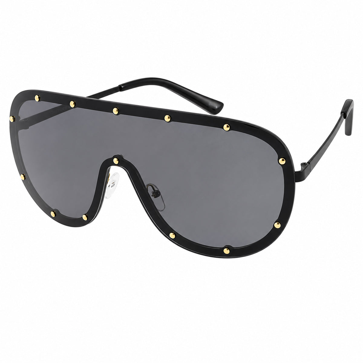 Soundcheck Oversized Rimless Shield Sunglasses in Black - Gray - Gold