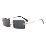 Loft Metal Rimless Rectangle Sunglasses in Gold & Black