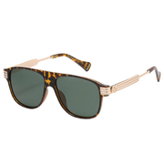 Midnight Polarized Aviator Sunglasses in Tortoise & Green