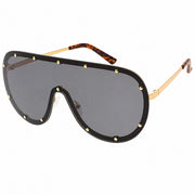 Soundcheck Oversized Rimless Shield Sunglasses in Black - Gold - Gold