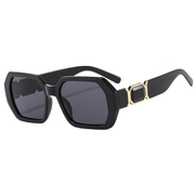 Skyline Rectangle Sunglasses in Black & Gold