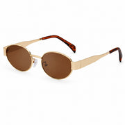 Laureate Polarized Metal Oval Sunglasses in C4 Gold Brown