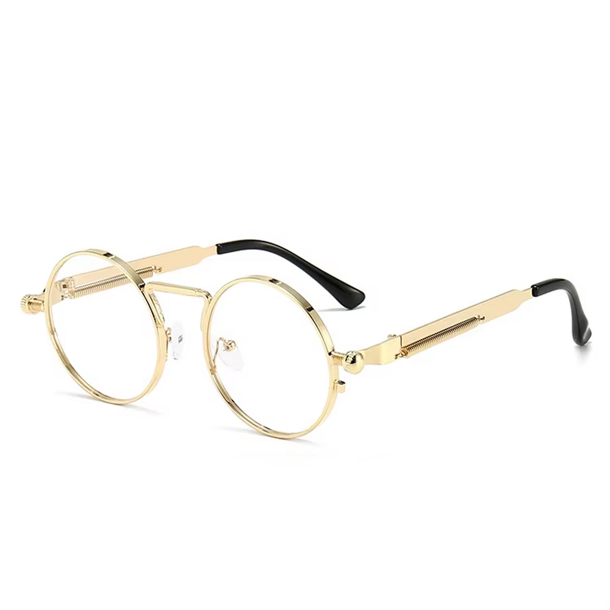 Bodega Metal Round Sunglasses in Gold & Clear