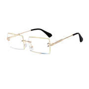 Loft Metal Rimless Rectangle Sunglasses in Gold & Clear