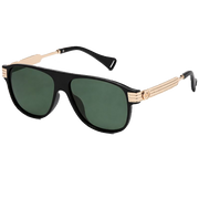Midnight Polarized Aviator Sunglasses in Black & Green