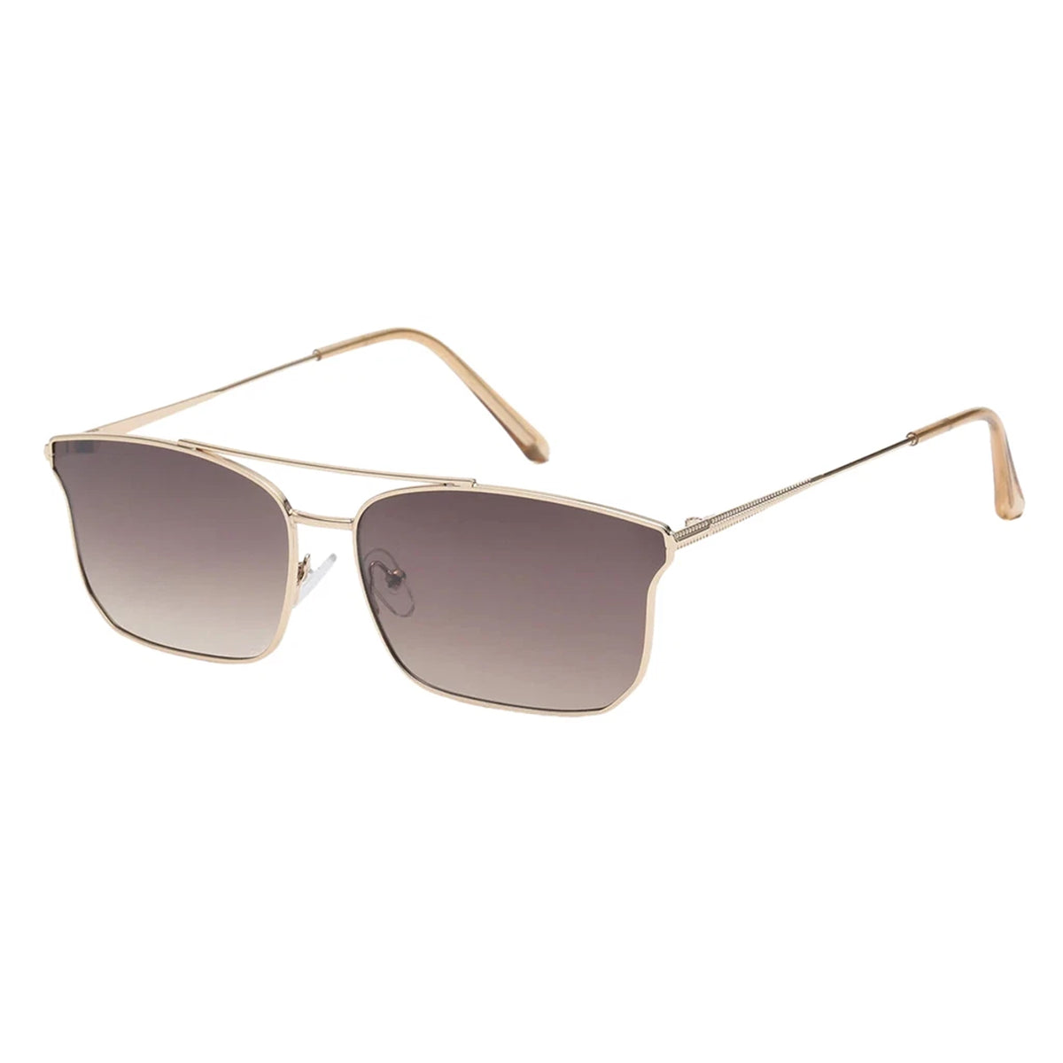 Riverside Metal Square Sunglasses in Gold & Dark Brown Gradient A