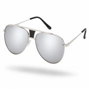 Twilight Aviator Sunglasses in Silver & Gray Mirror
