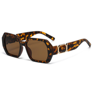 Skyline Rectangle Sunglasses in Tortoise Brown & Gold