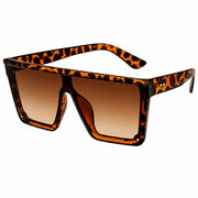 Avero Oversized Shield Sunglasses in C6 Leopard & Gradient Brown