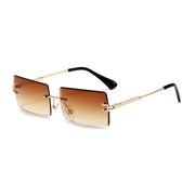 Loft Metal Rimless Rectangle Sunglasses in Gold & Brown