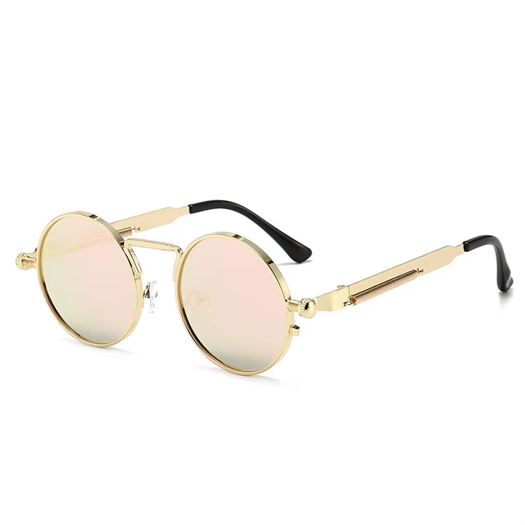 Bodega Metal Round Sunglasses in Gold & Gradient Pink