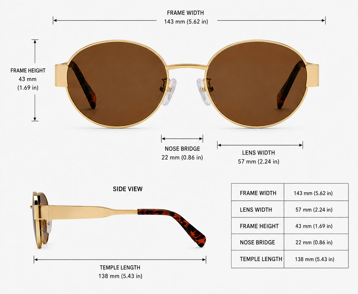 Laureate Polarized Metal Oval Sunglasses