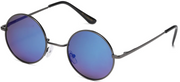 Boombox Polarized Metal Round Sunglasses in Black & Blue