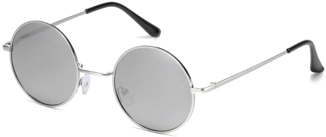 Boombox Polarized Metal Round Sunglasses in Silver & Silver