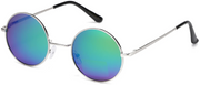 Boombox Polarized Metal Round Sunglasses in Silver & Radiant Blue